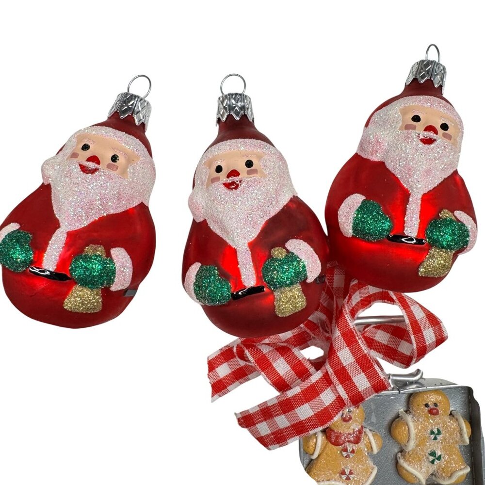 Christmas Ornaments Blown Glass Santa Claus Angels Snowflakes Owls Vtg Lot of 50 - Picture 3 of 16
